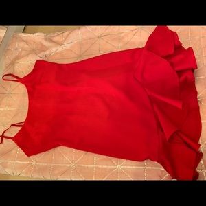 Bright Red Dress with Ruffle Bottom